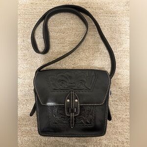 Patricia Nash Black Leather Crossbody Bag